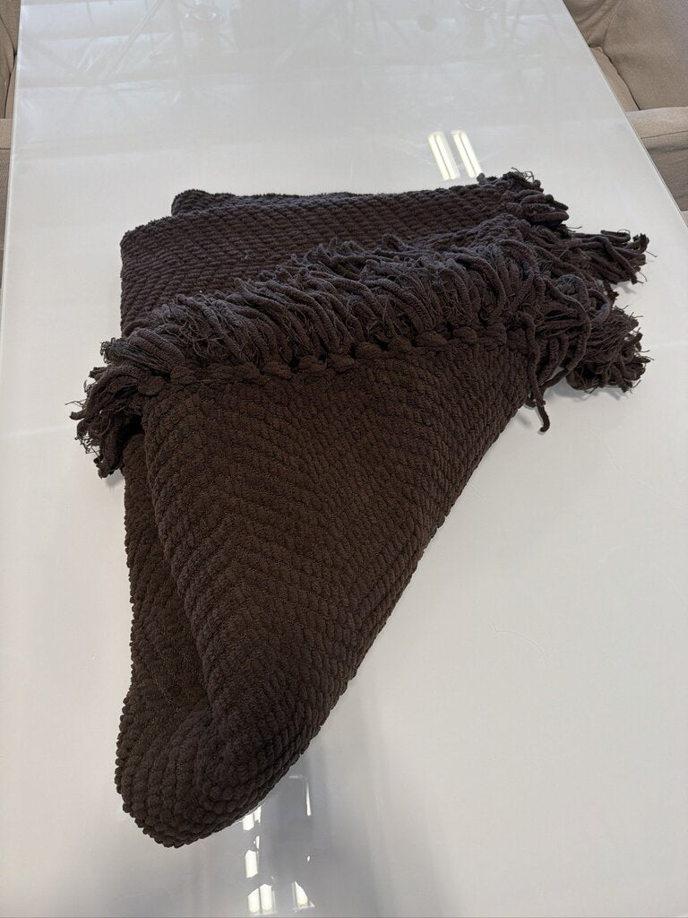 DKNY Brown Textured Throw- 80X50