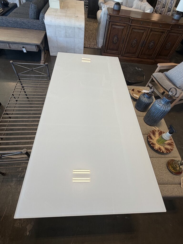 White Glass Dining Table W/ Chrome Legs- 71X33.5X29