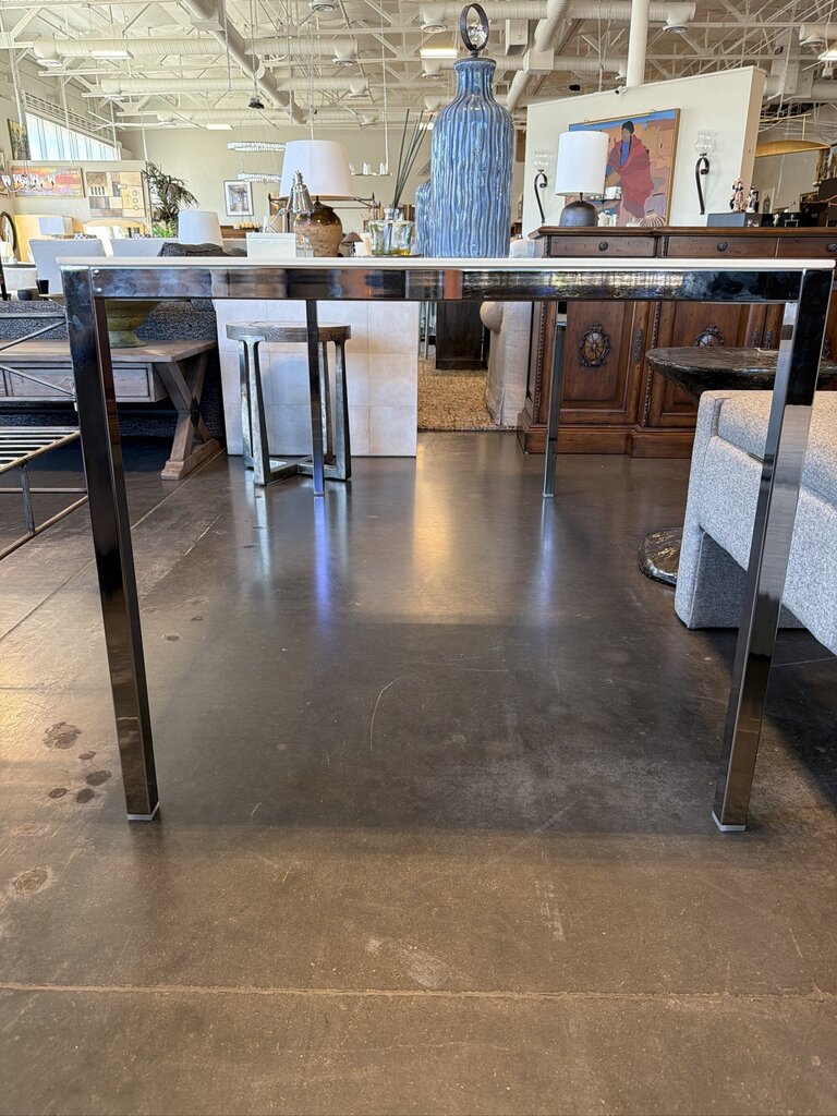 White Glass Dining Table W/ Chrome Legs- 71X33.5X29
