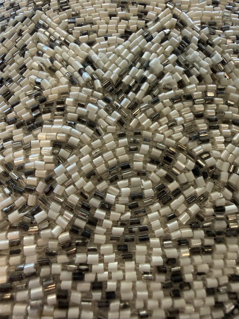 Crate & Barrel Silver & White Beaded Pillow- 15X4X15