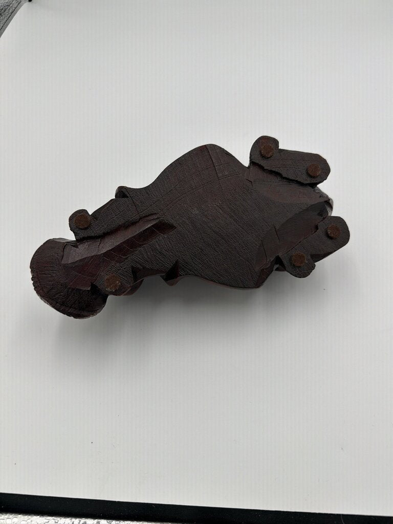 Vintage Hand-Carved African Wood Hippopotamus Sculpture