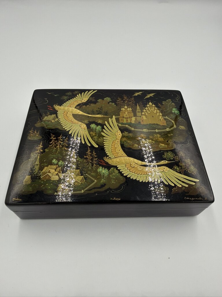 Vintage Russian Kholui Painted Box - "North" by A. Starikova