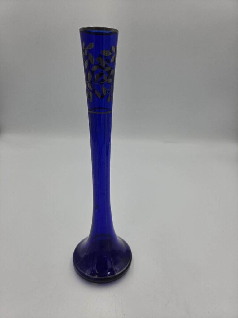 Vintage Czechoslovakian Cobalt Blue Bud Vase- 2.5X2.5X8.5