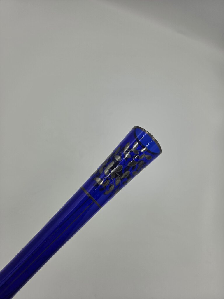 Vintage Czechoslovakian Cobalt Blue Bud Vase- 2.5X2.5X8.5
