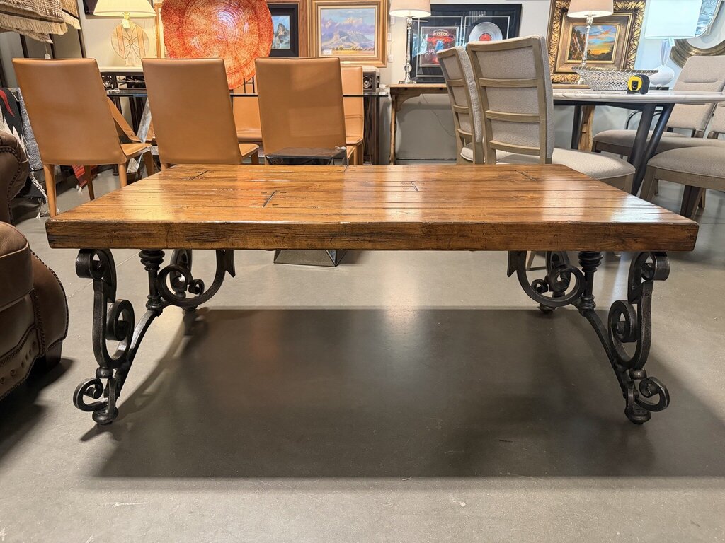 Artistica Home Wood Coffee Table W/ Iron Base- 54X32X21.5