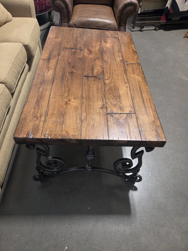 Artistica Home Wood Coffee Table W/ Iron Base- 54X32X21.5