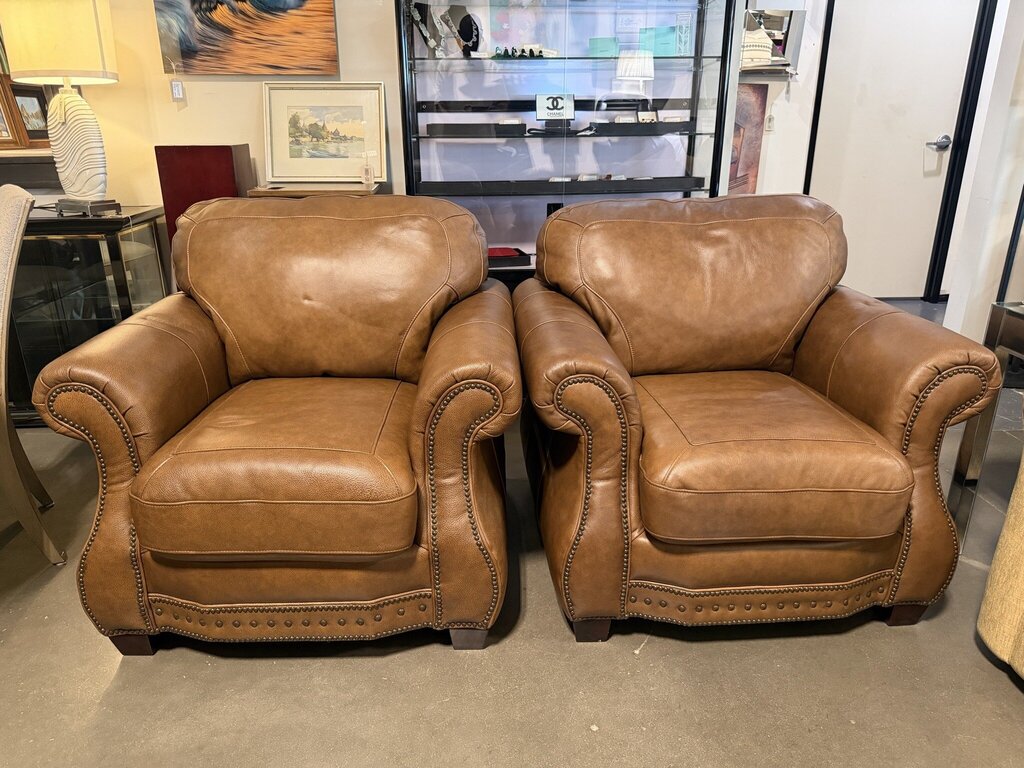 La Cross Apache Sedona Leather Chairs- Pair