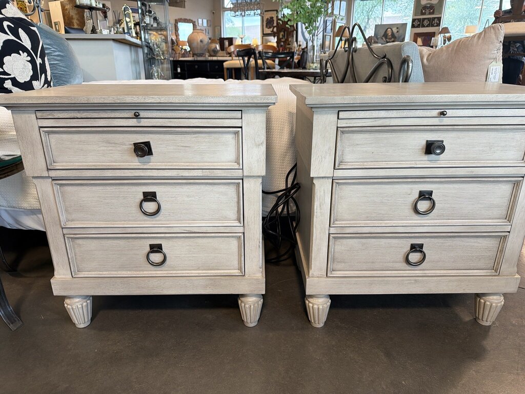 American Drew Grand Bay Augustine 3-Drawer Nightstands- Pair- 28X18X29H