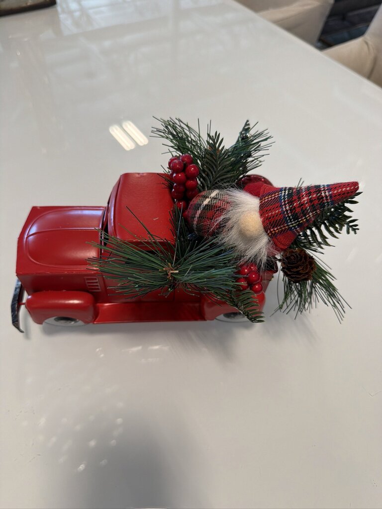 Red Metal Truck W/ Christmas Decor ||- 8X4.5X5