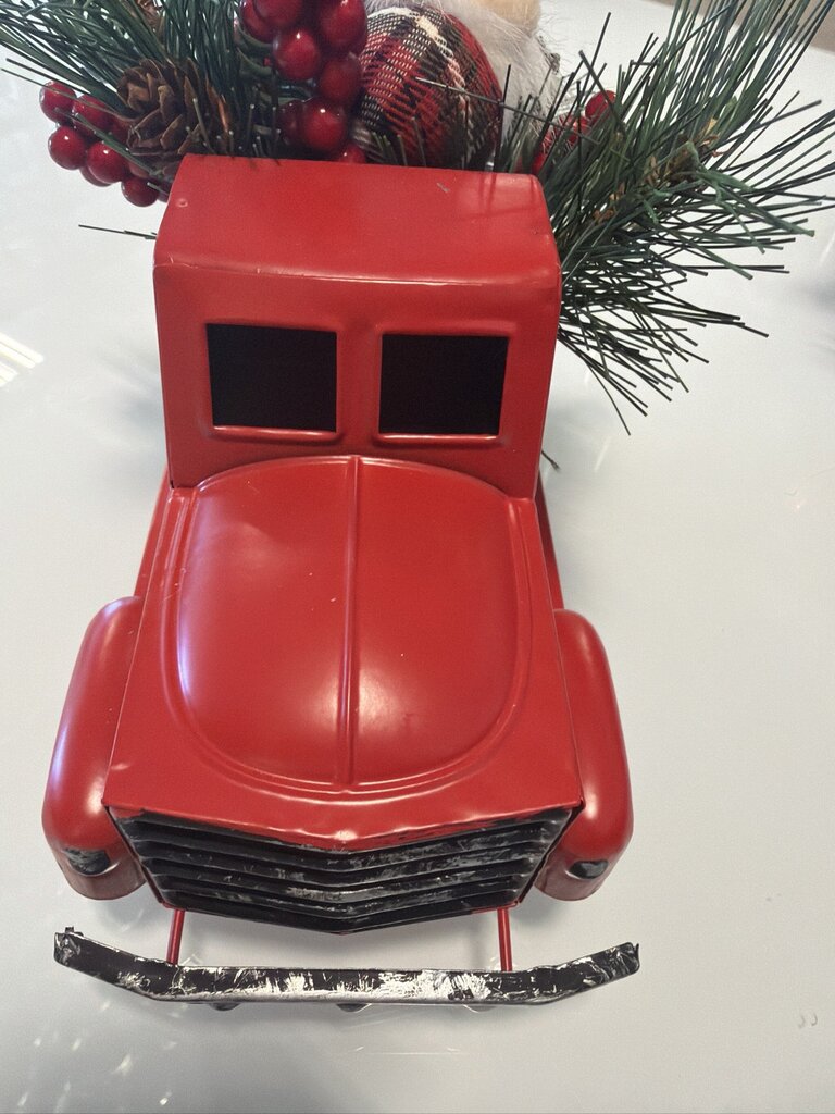 Red Metal Truck W/ Christmas Decor ||- 8X4.5X5