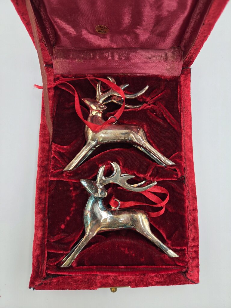 Vintage "Silver" Deer Ornaments- Set of 2