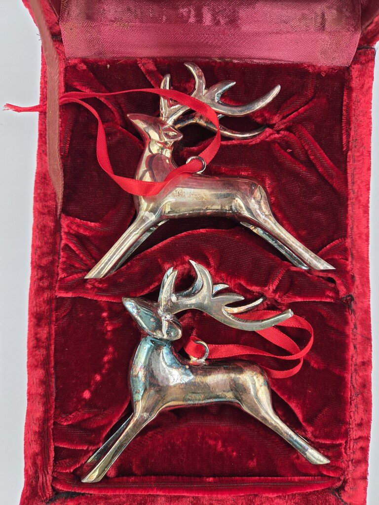 Vintage "Silver" Deer Ornaments- Set of 2