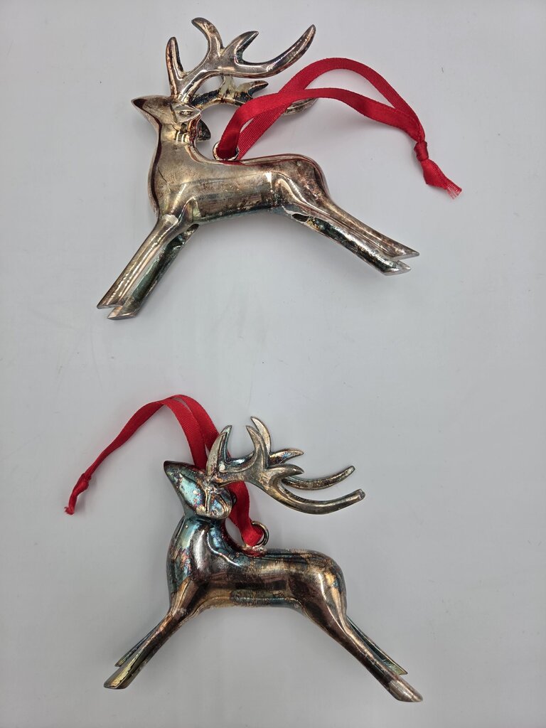 Vintage "Silver" Deer Ornaments- Set of 2