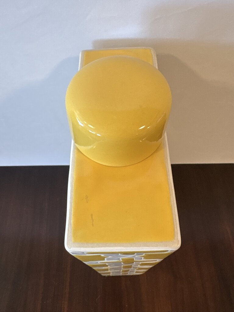 3 Hands Corp Yellow & White Decanter W/ Lid- 8.5X3.5X17