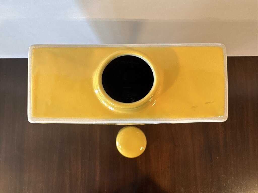 3 Hands Corp Yellow & White Decanter W/ Lid- 8.5X3.5X17