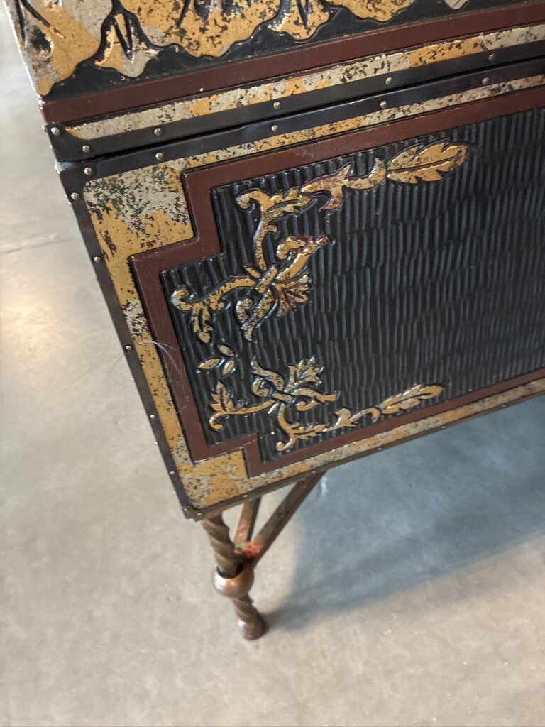 Ornate Square Black & Gold Storage Coffee Table- 37X337X23