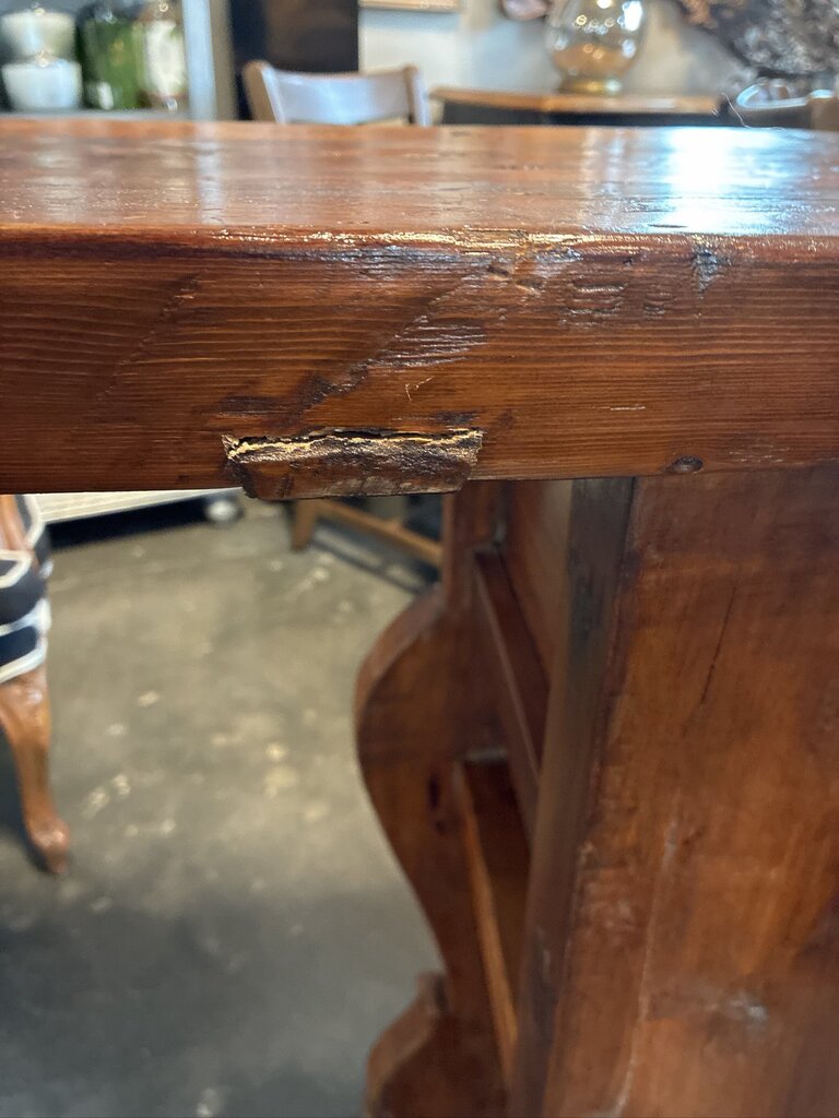 Antique Pine Alter Table W/ 3 Drawers- 118X17X37