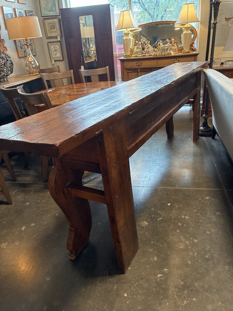 Antique Pine Alter Table W/ 3 Drawers- 118X17X37