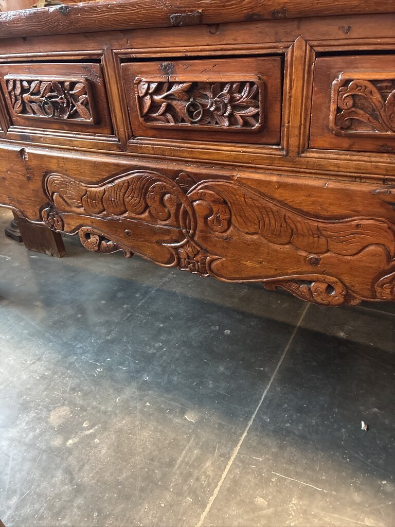 Antique Pine Alter Table W/ 3 Drawers- 118X17X37