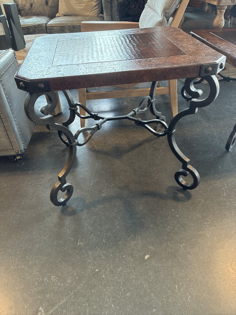 Copper Rectangular Coffee Table W/ Iron Base- 50X33X21