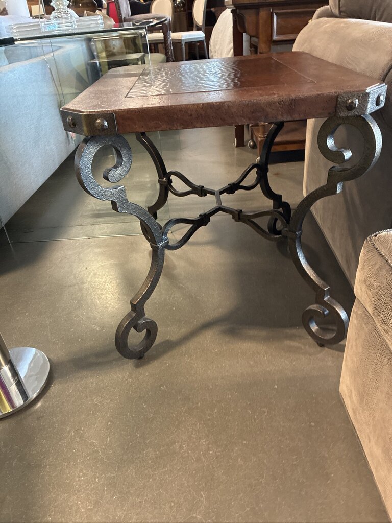 Copper Rectangular Coffee Table W/ Iron Base- 50X33X21