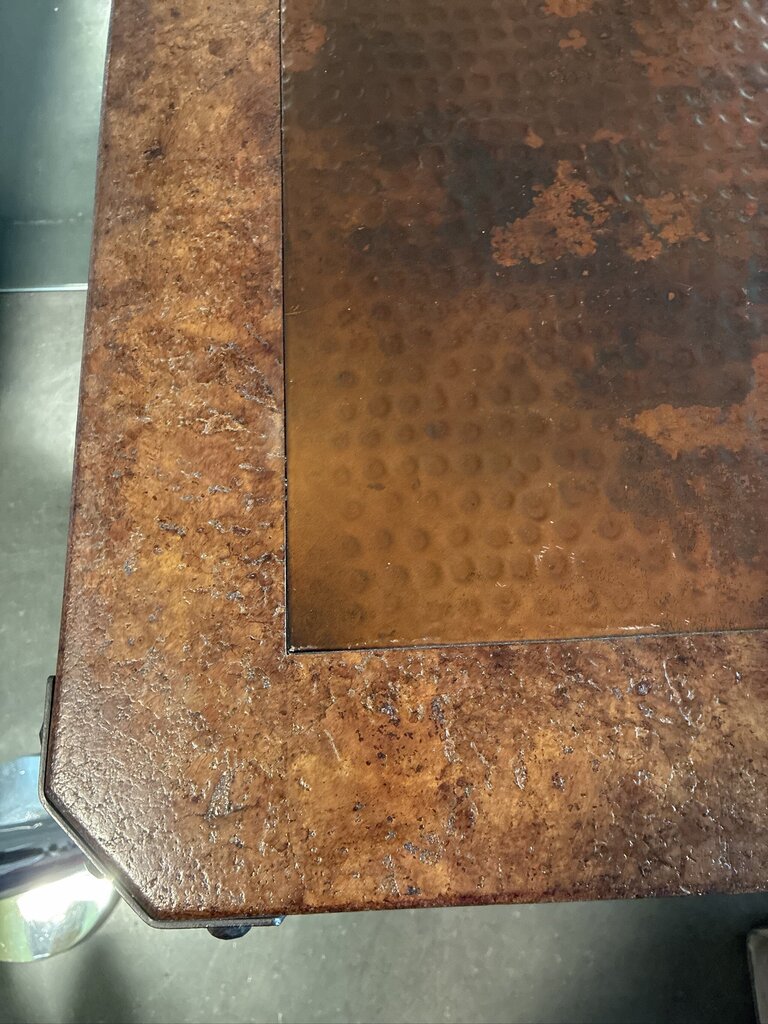 Copper Rectangular Coffee Table W/ Iron Base- 50X33X21
