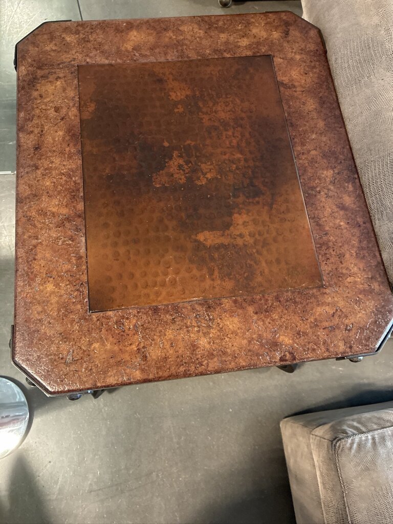 Copper Rectangular Coffee Table W/ Iron Base- 50X33X21