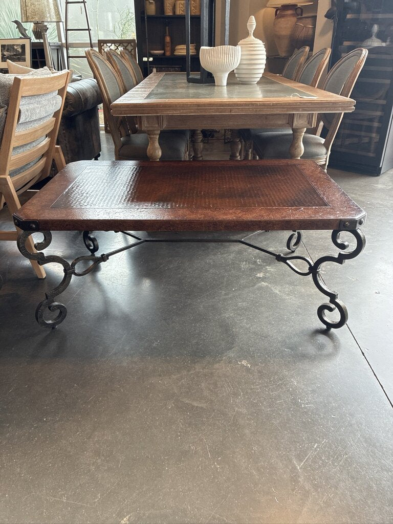 Copper Rectangular End Table W/ Iron Base- 25X28X26H