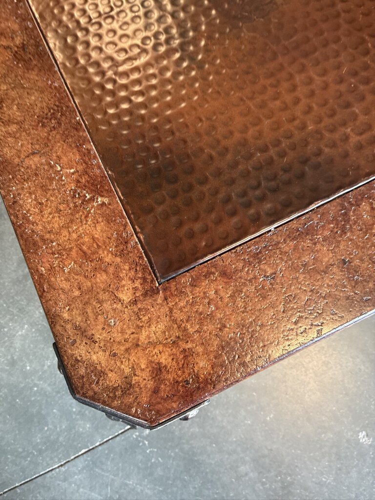 Copper Rectangular End Table W/ Iron Base- 25X28X26H