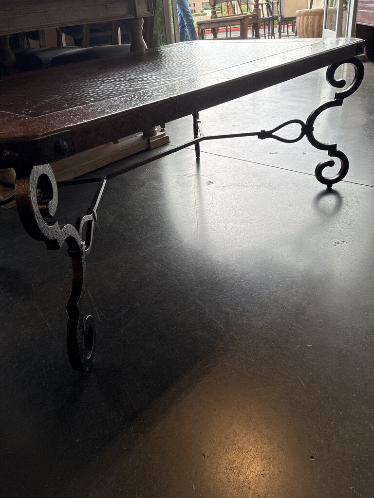 Copper Rectangular End Table W/ Iron Base- 25X28X26H