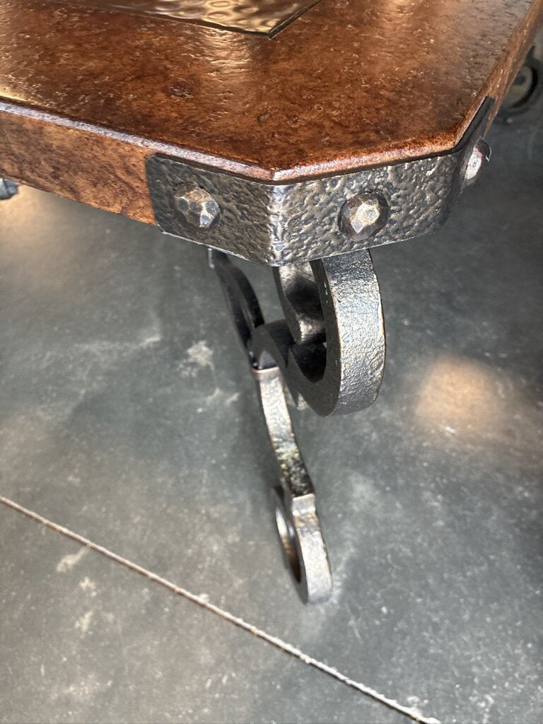 Copper Rectangular End Table W/ Iron Base- 25X28X26H