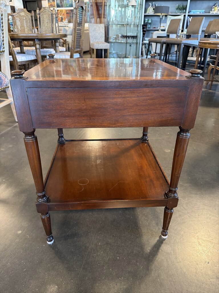 Vintage 1 Drawer Wood Side Table On Casters- 21X21X27H- AS IS