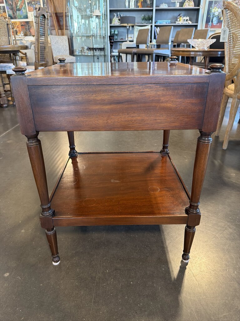 Vintage 1 Drawer Wood Side Table On Casters- 21X21X27H- AS IS