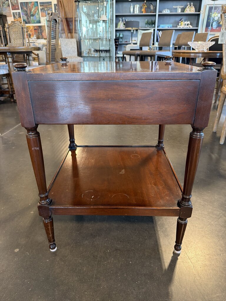 Vintage 1 Drawer Wood Side Table On Casters- 21X21X27H- AS IS
