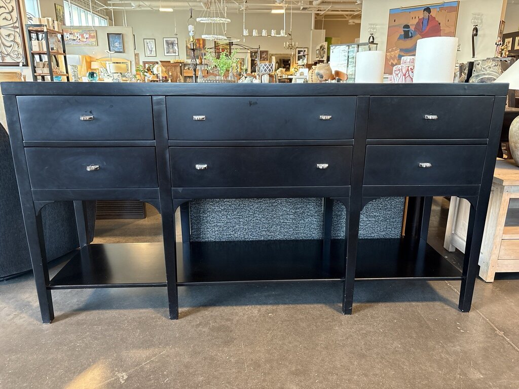 Drexel Heritage Vintage Black 6 Drawer Console- 68X18X36H- AS IS