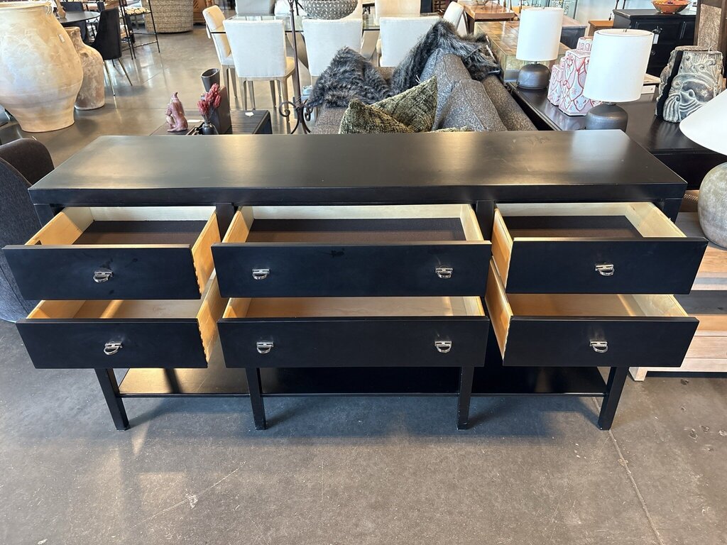 Drexel Heritage Vintage Black 6 Drawer Console- 68X18X36H- AS IS