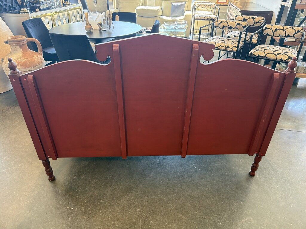 Guild Master Red Wood Bench W/ Cushion- 64X23X43H- AS IS
