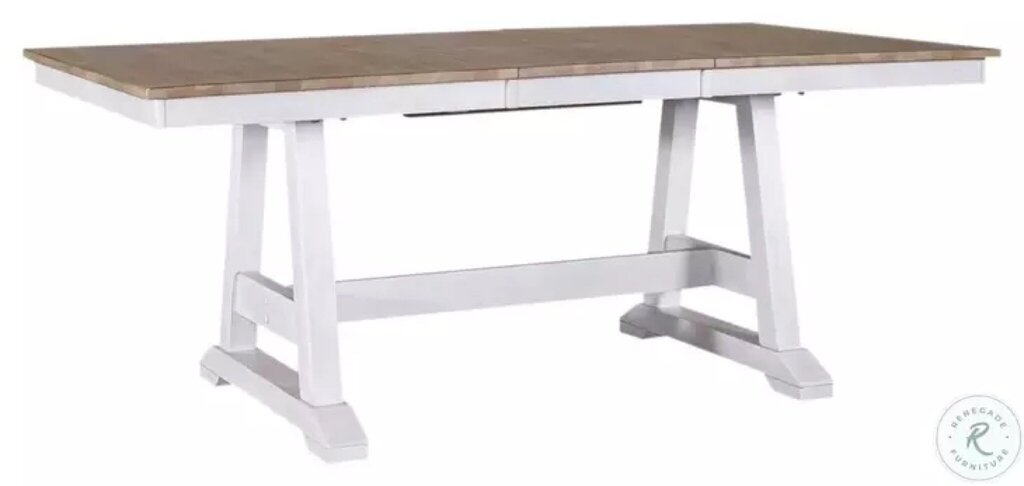 Lindsey Farm Weathered White And Sandstone Extendable Trestle Dining Table - 38X60X30