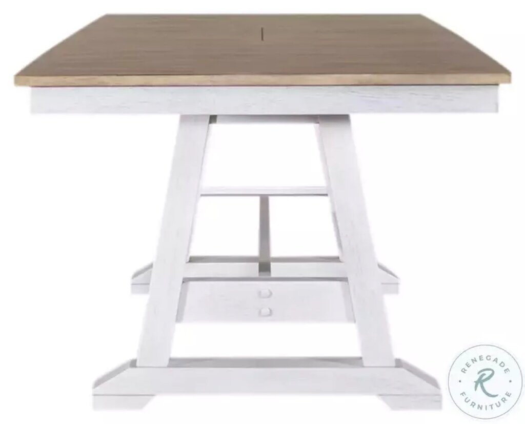 Lindsey Farm Weathered White And Sandstone Extendable Trestle Dining Table - 38X60X30