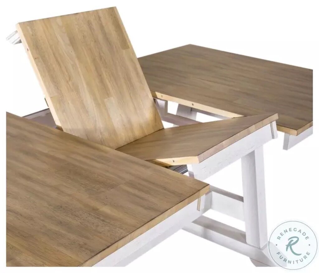 Lindsey Farm Weathered White And Sandstone Extendable Trestle Dining Table - 38X60X30