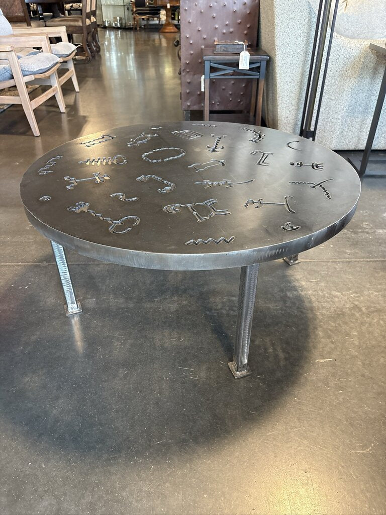 Torch Cut Brutalist Iron Coffee Table- 36X36X17