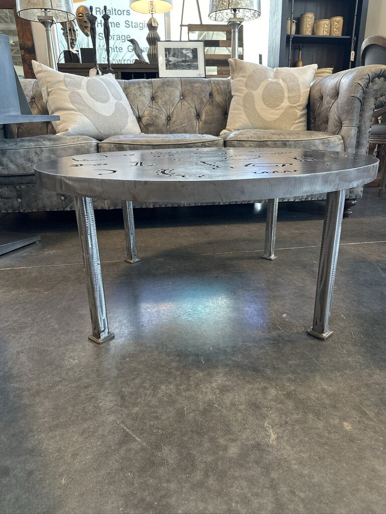 Torch Cut Brutalist Iron Coffee Table- 36X36X17