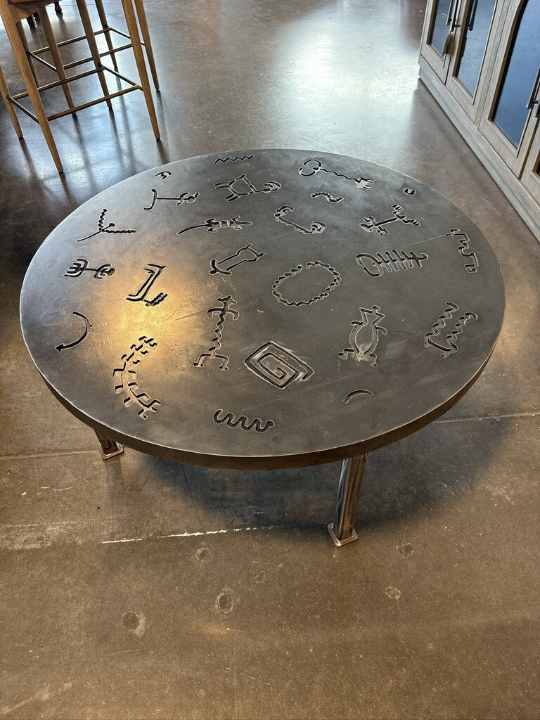 Torch Cut Brutalist Iron Coffee Table- 36X36X17