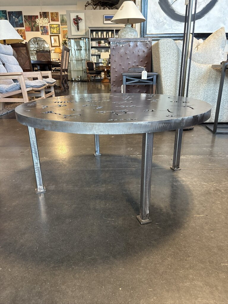Torch Cut Brutalist Iron Coffee Table- 36X36X17