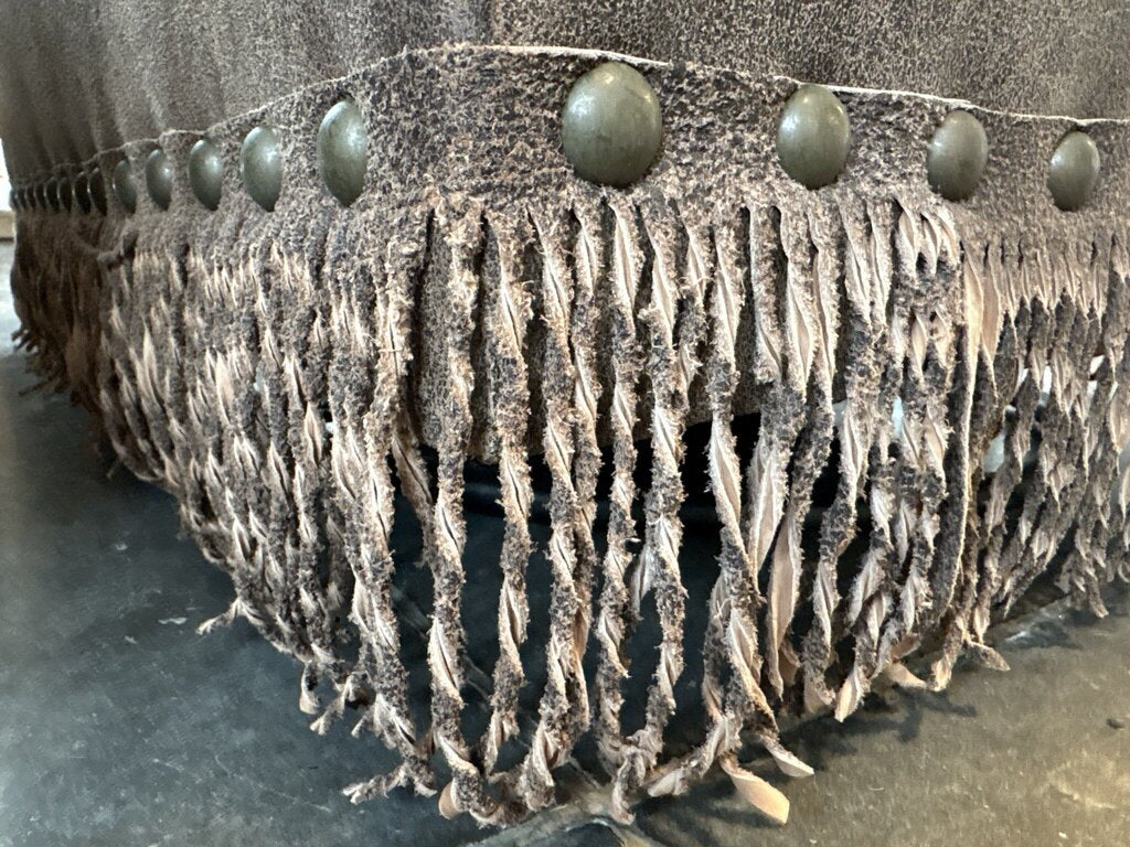 Old Hickory Tannery Swivel Chairs W/ Fringe- Pair