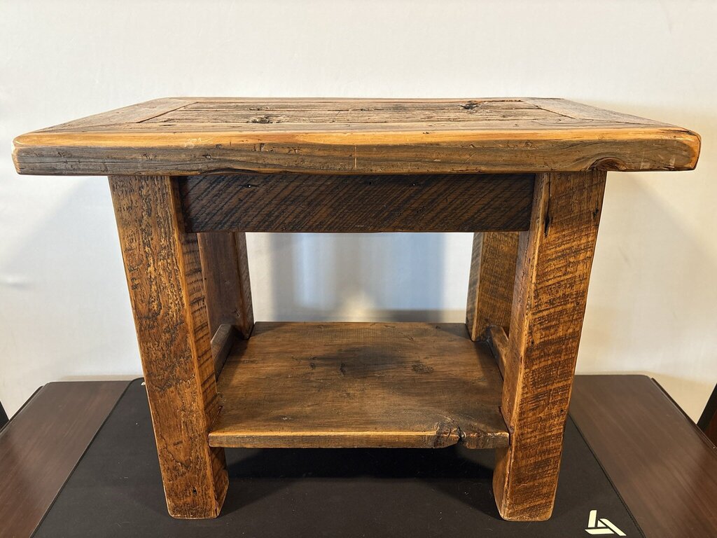 Vintage Rustic Wood Side Table- 25X15X20H