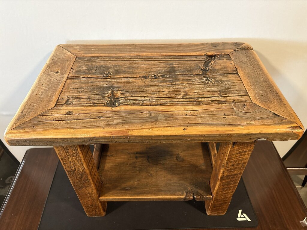 Vintage Rustic Wood Side Table- 25X15X20H