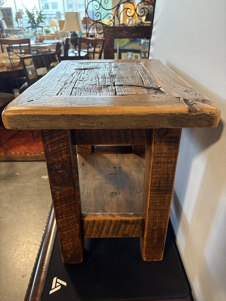 Vintage Rustic Wood Side Table- 25X15X20H