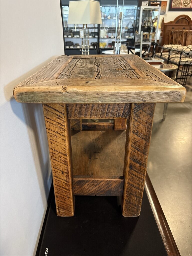 Vintage Rustic Wood Side Table- 25X15X20H