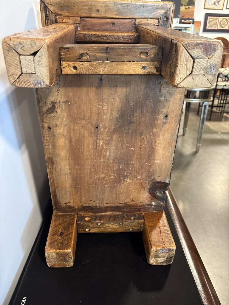 Vintage Rustic Wood Side Table- 25X15X20H